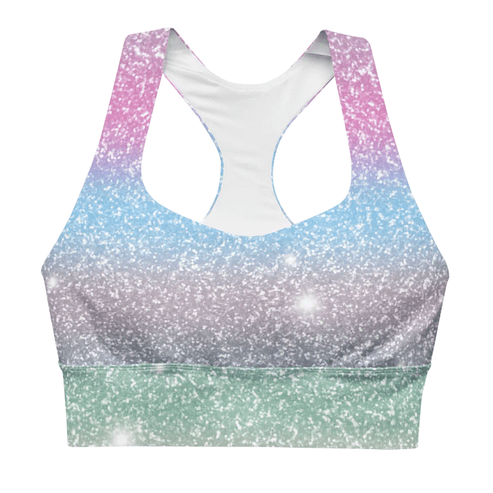 Glitter Unicorn Texture Design Longline Sports Bra - 5 product image (1)