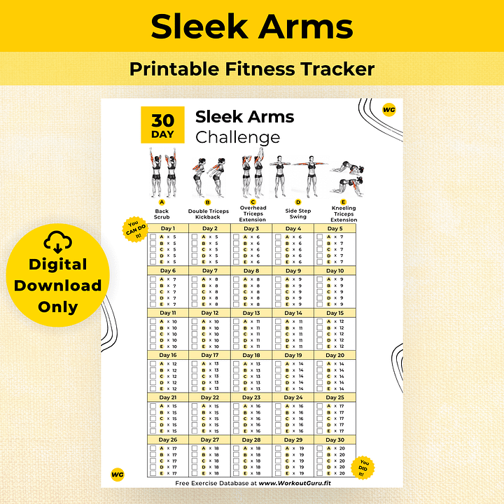 30 Day Sleek Arms Challenge - Printable Workout Tracker product image (1)