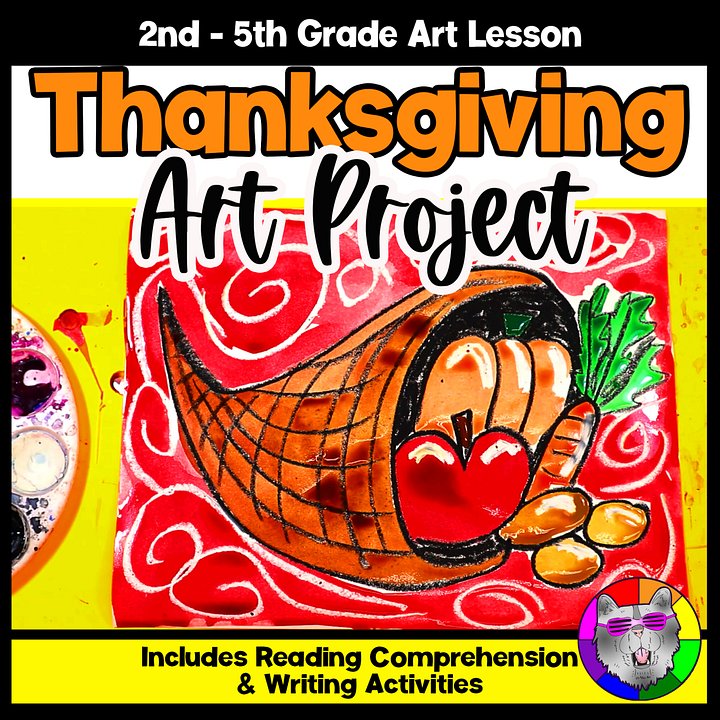 Thanksgiving Art Project Horn of Plenty Art Lesson Thanksgiving Art Activity product image (1)