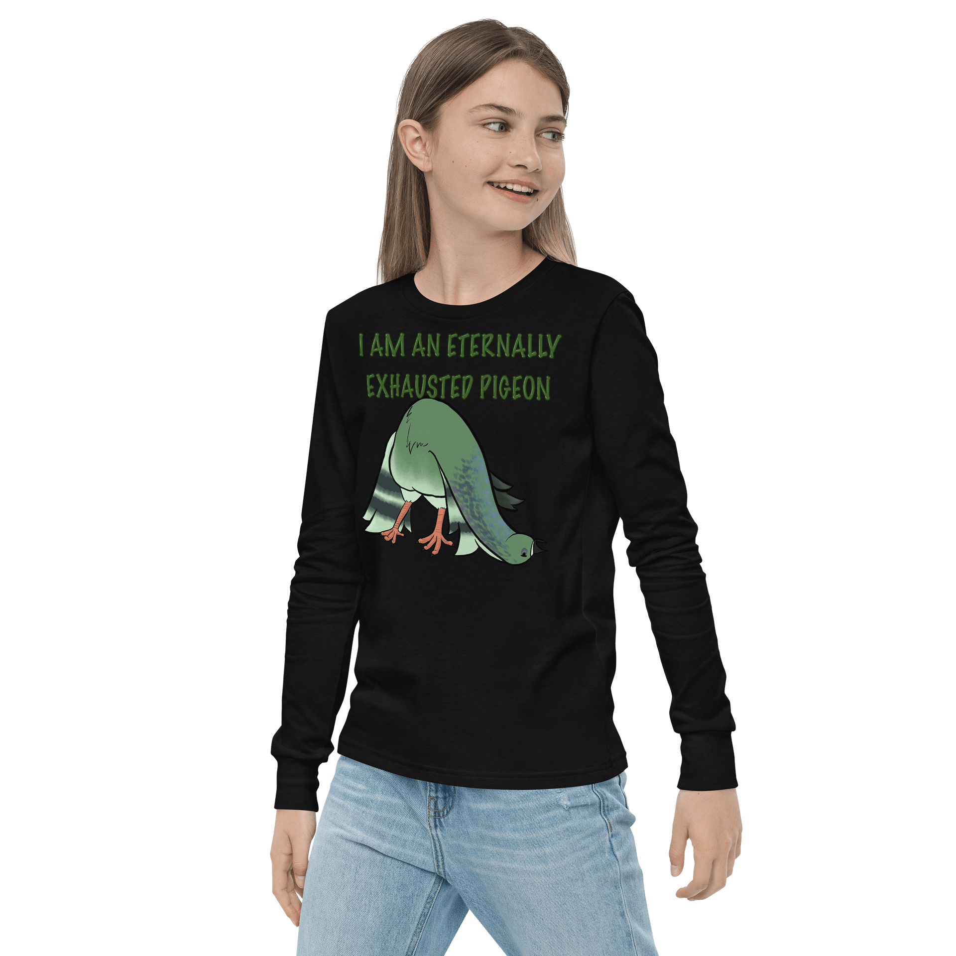 Eternally Exhausted Pigeon Youth Long Sleeve Shirt product image (4)