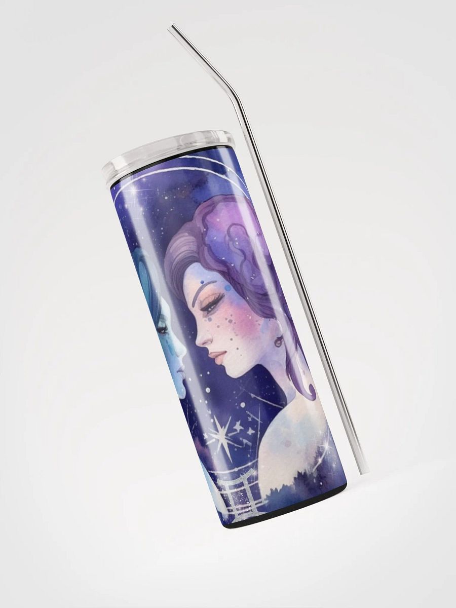 Illustrated Purple Gemini Zodiac Stainless Steel Tumbler - Keep Your Spirits High product image (3)