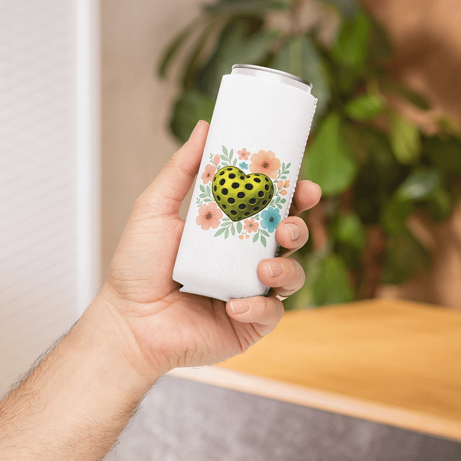 Pickleball Heart Flowers Floral Coozie Can Cooler product image (4)