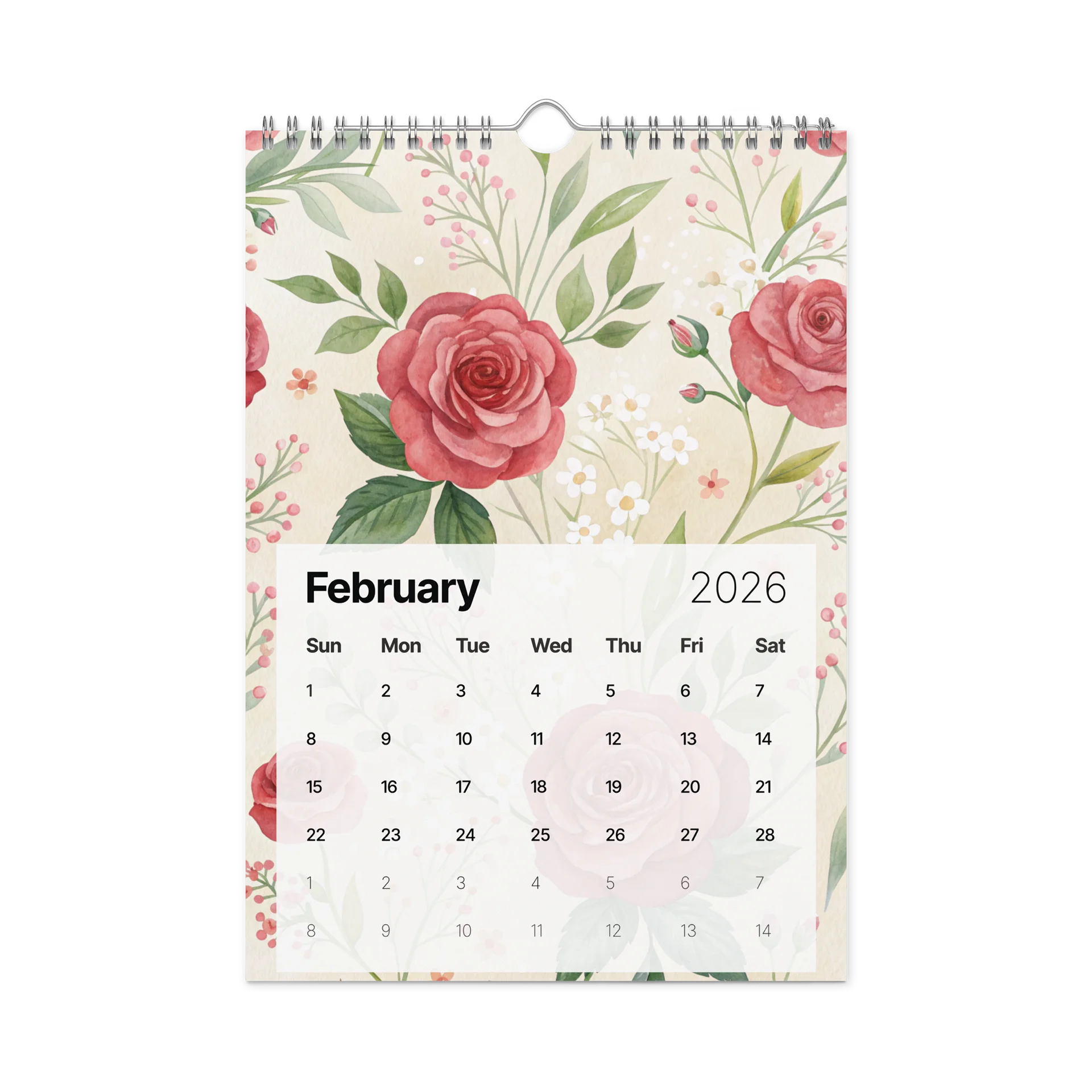 Blooming Seasons – Floral Patterned Wall Calendar 2026 (Gouache Art Edition) product image (5)