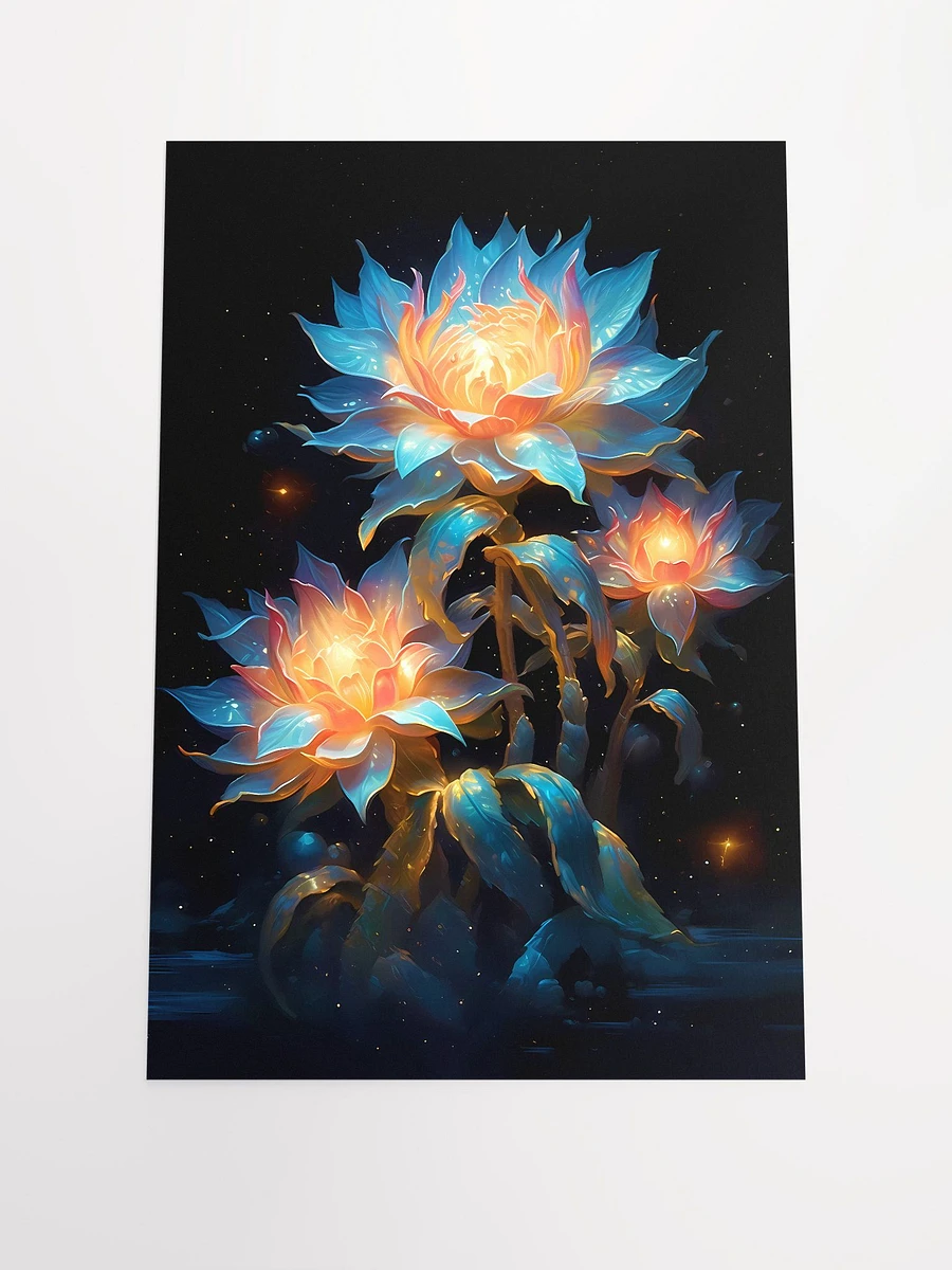 Celestial Flames: Ethereal Glowing Flowers Art Print Matte Poster product image (3)