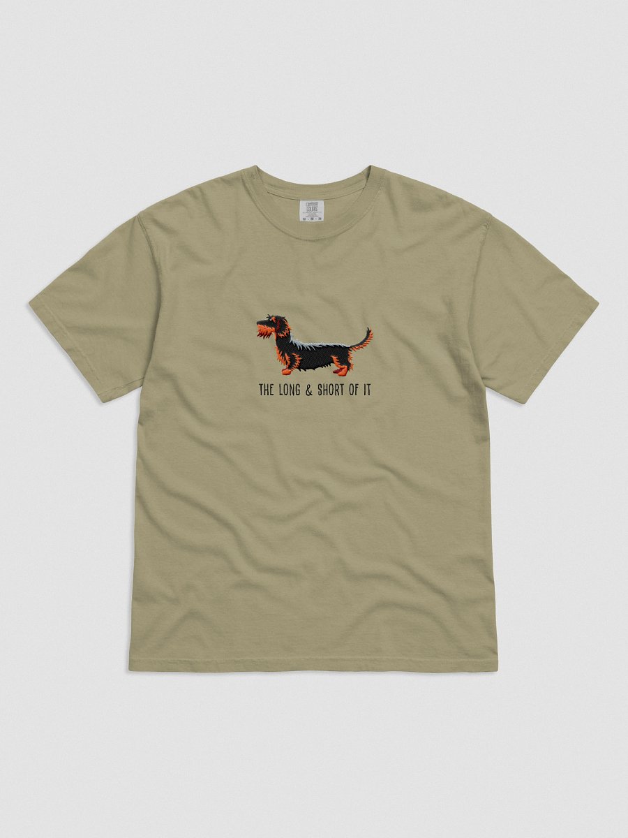 The Long & Short of It T-Shirt(Embroidered) of a Wirehaired Dachshund(Black & Tan) product image (4)