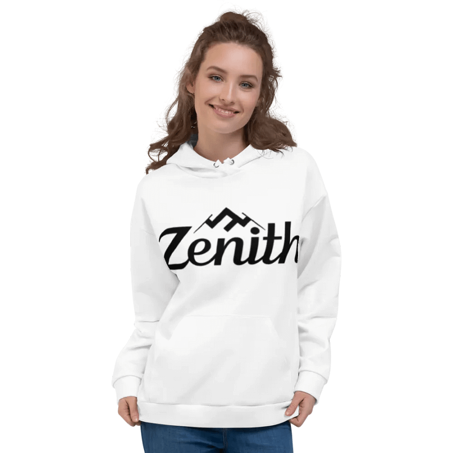 Zenith Recycled Unisex Hoodie with Mountain Peak Design - White product image (5)