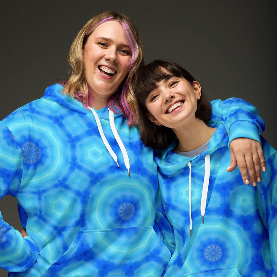Abstract Circular Pattern in Blues Unisex All Over Print Hoodie product image (3)