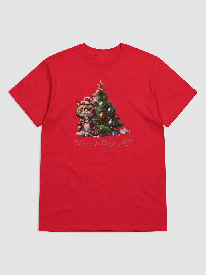 Merry & Bright AF Christmas Tee - Perfect Sarcastic Gift for Moody Cat Lovers! product image (1)