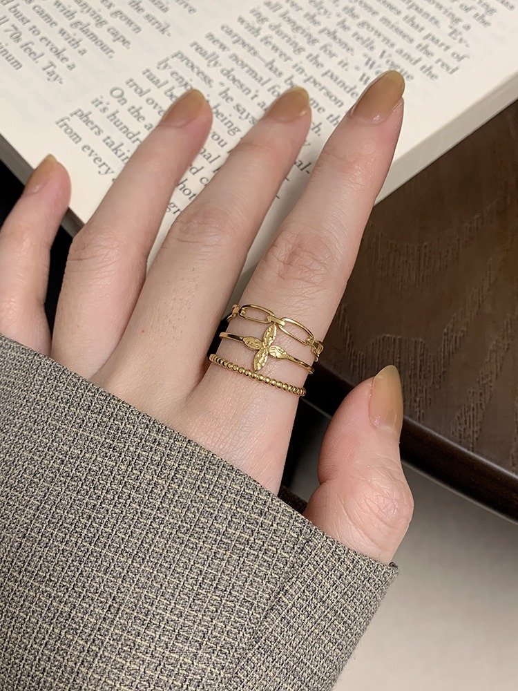 Bohemian Multi-Band Flower Ring | 18K Gold Plated product image (5)