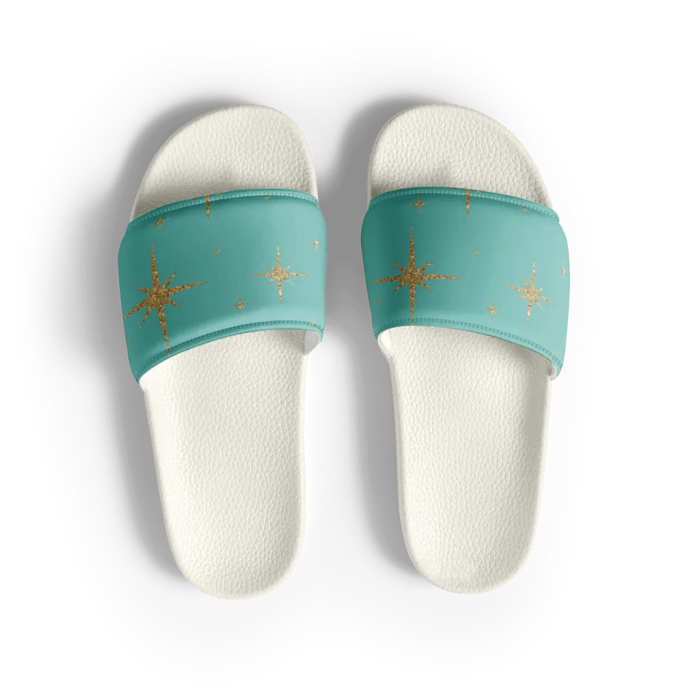 REAL Women's Slides - Teal with Gold Stars product image (2)