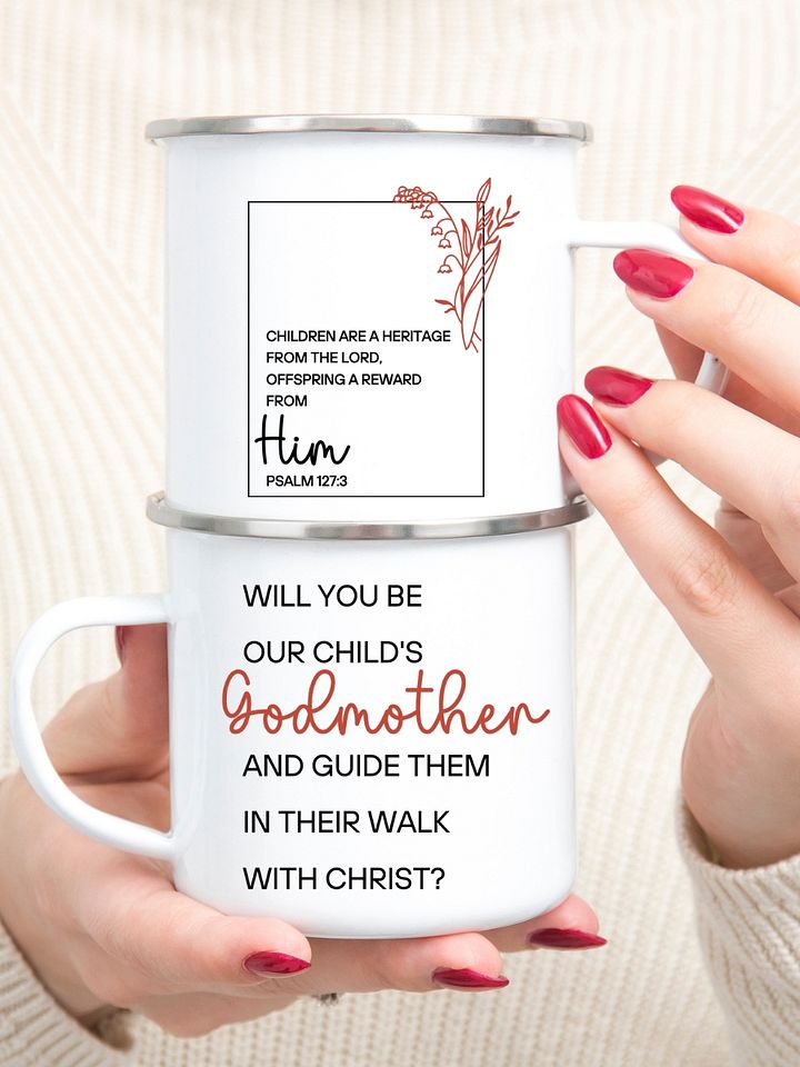 Wildflower godmother proposal Christian enamel mug with Bible verse - Camping gear Enamel Mug product image (1)