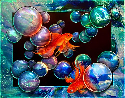 Here’s a collaboration I did with my wife, where she made an acrylic pour and I used paint and pencils to make it into someth...