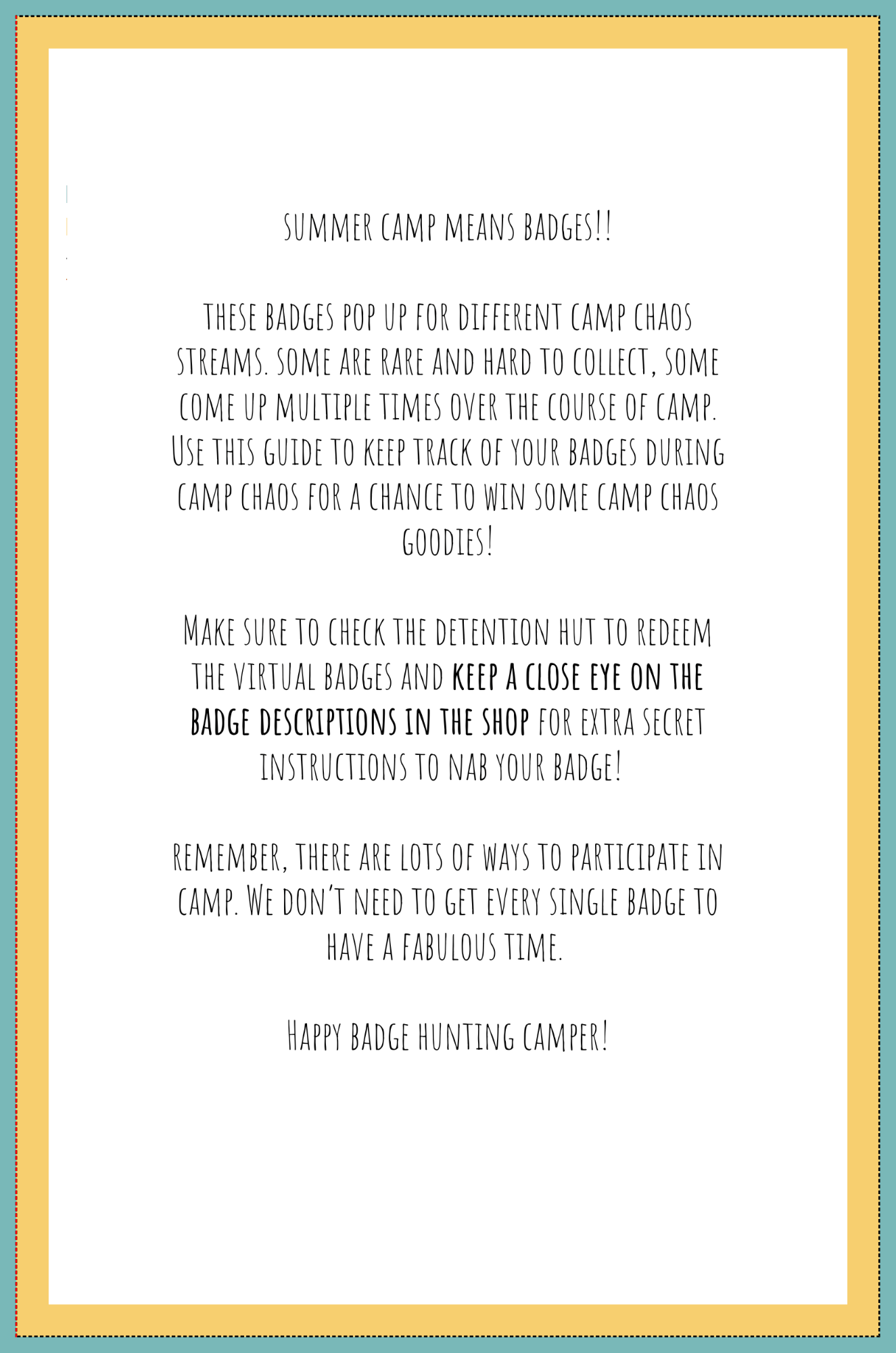 Camp Chaos 2025 Badge Book product image (1)