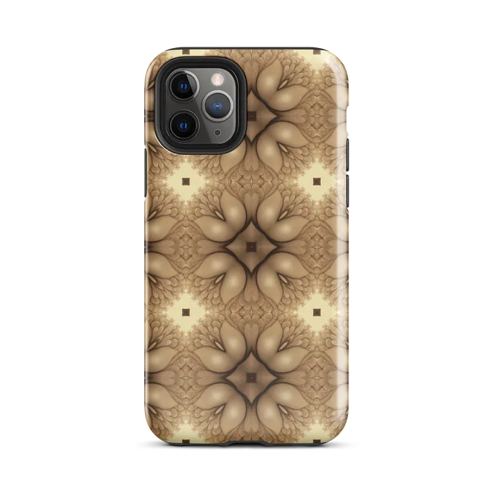 Tough Phone Case for iPhone® - Brown and Beige Geometric Abstract Tulip Floral Pattern product image (2)