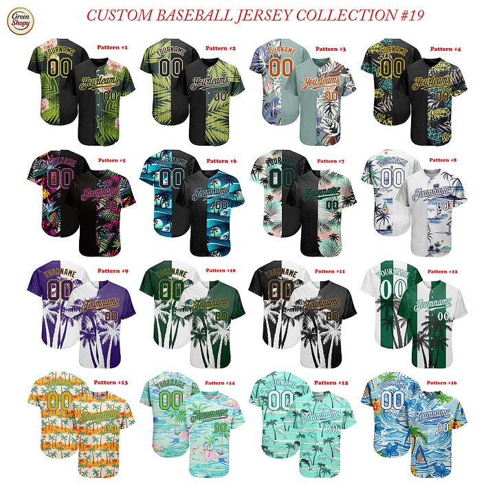 Authentic Baseball Jersey, Custom Baseball Jersey, Personalized Sport Jersey, Hawaiian Multi Colorful, Summer Palm Coconut Sea product image (1)
