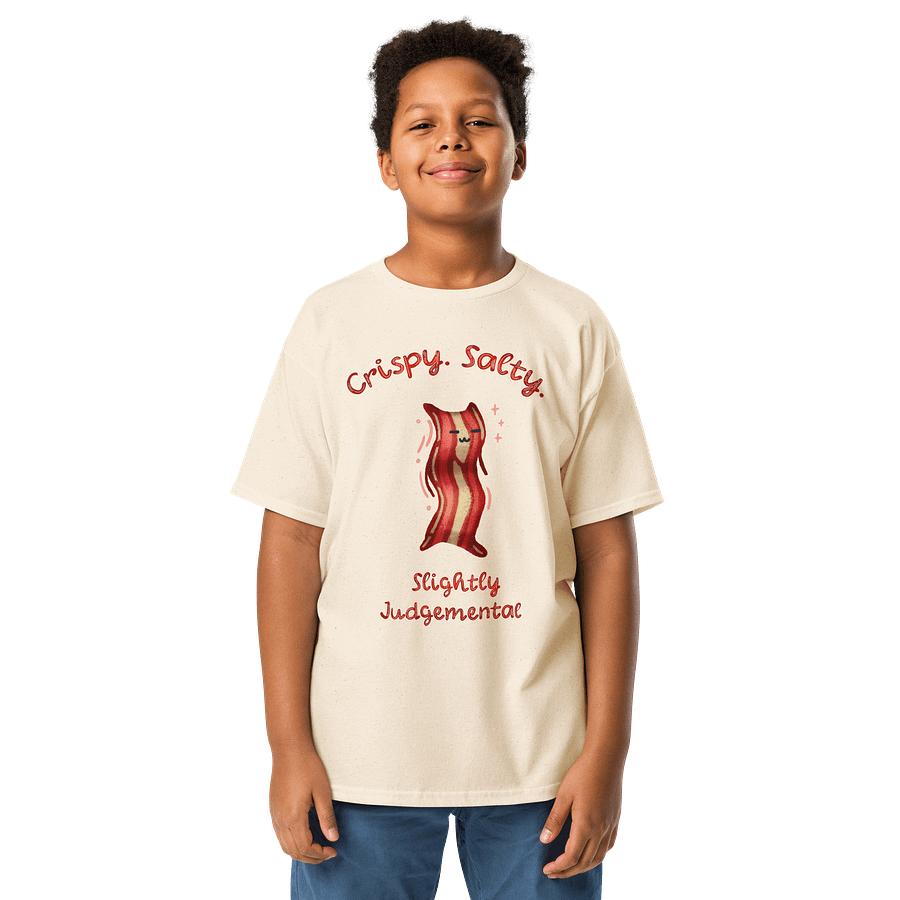 Kids Funny Bacon T-Shirt – Mr. Crisp Character Tee | “Crispy, Salty, Slightly Judgemental” product image (1)