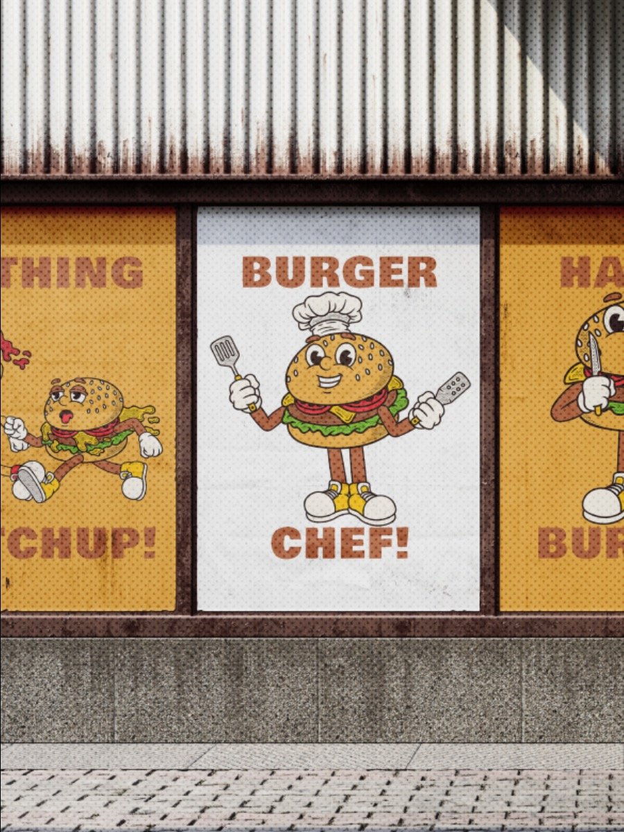 Retro Burger Groovy Illustration product image (7)
