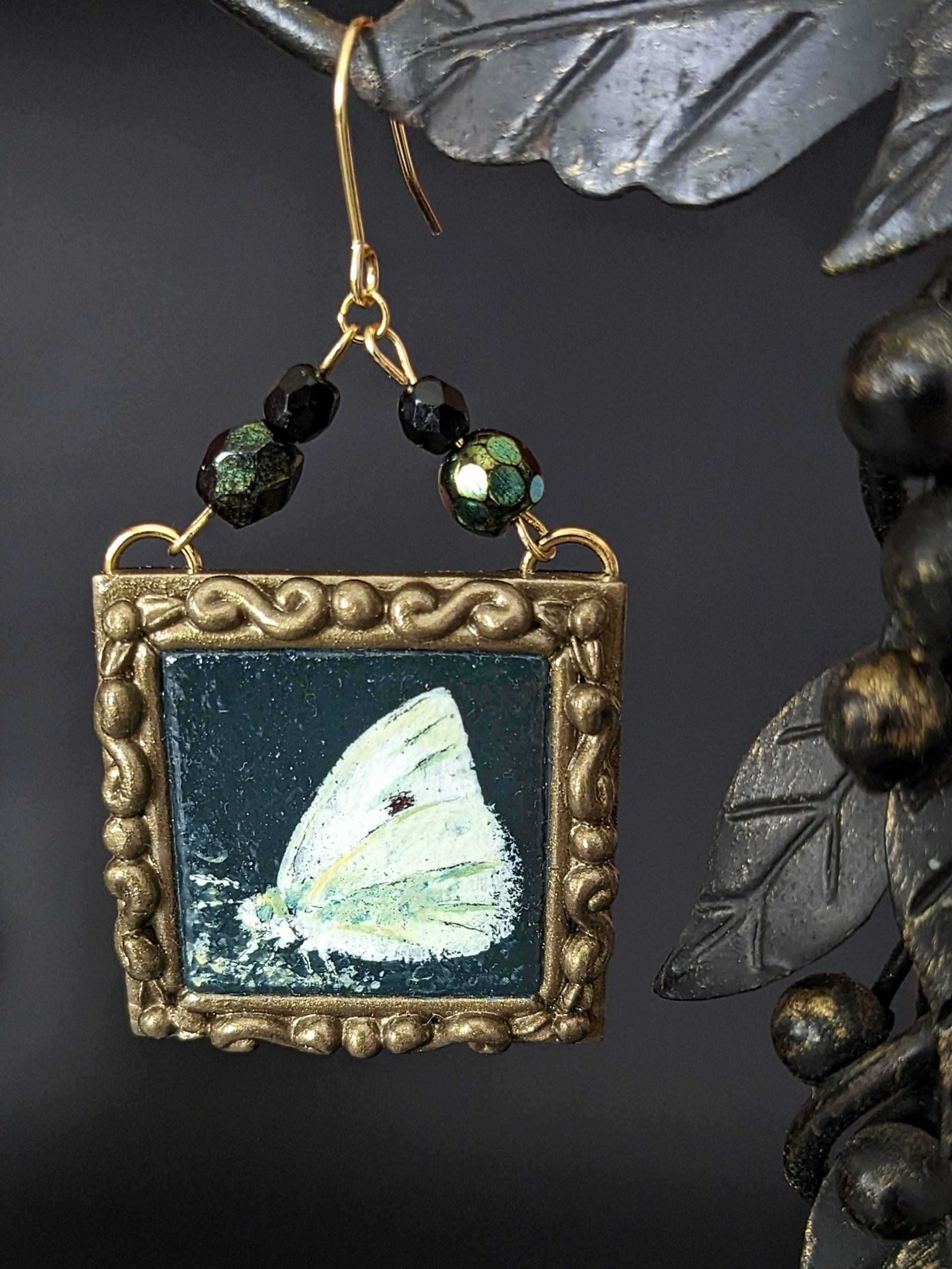 Cabbage Butterfly Painting Earrings product image (2)