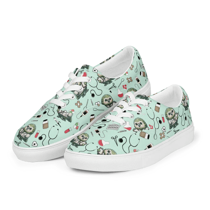 Cute Medical Kakapo Lace-up Canvas Shoes (Green) product image (1)