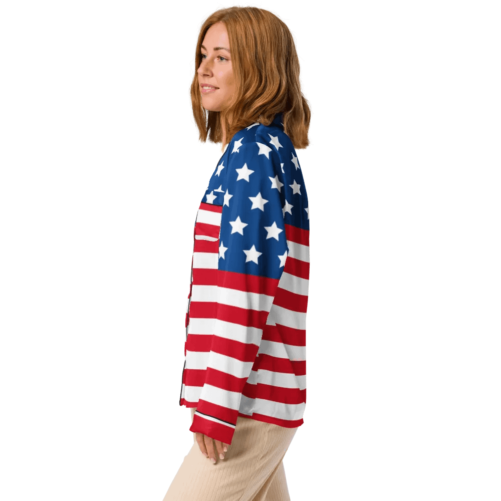 Graphic Grove Women’s American Flag Long-Sleeve Pyjama Top product image (4)