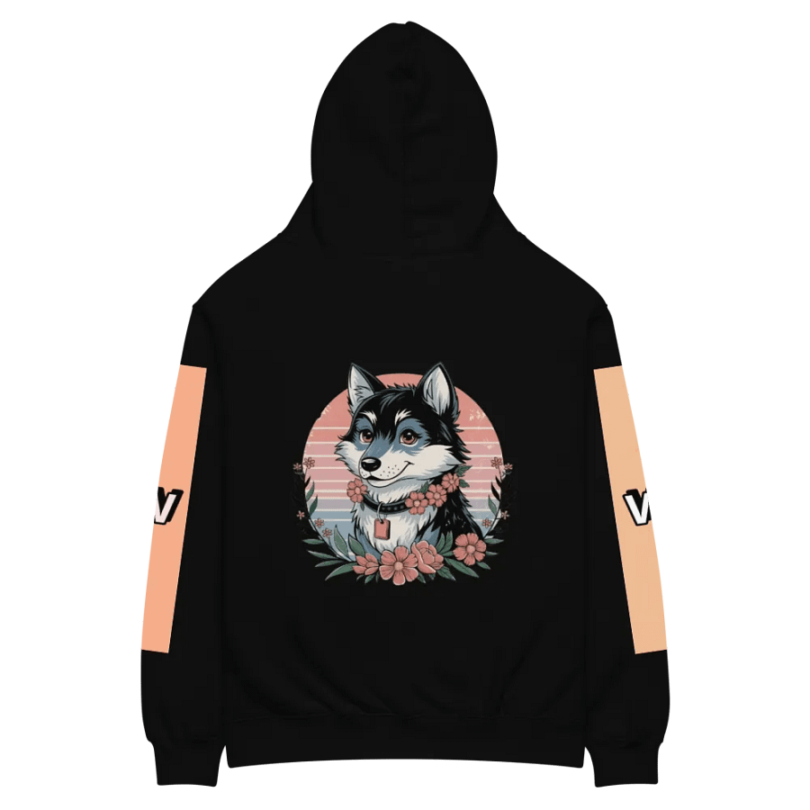 Smiling wolf dog Floral Wreath Hoodie product image (6)