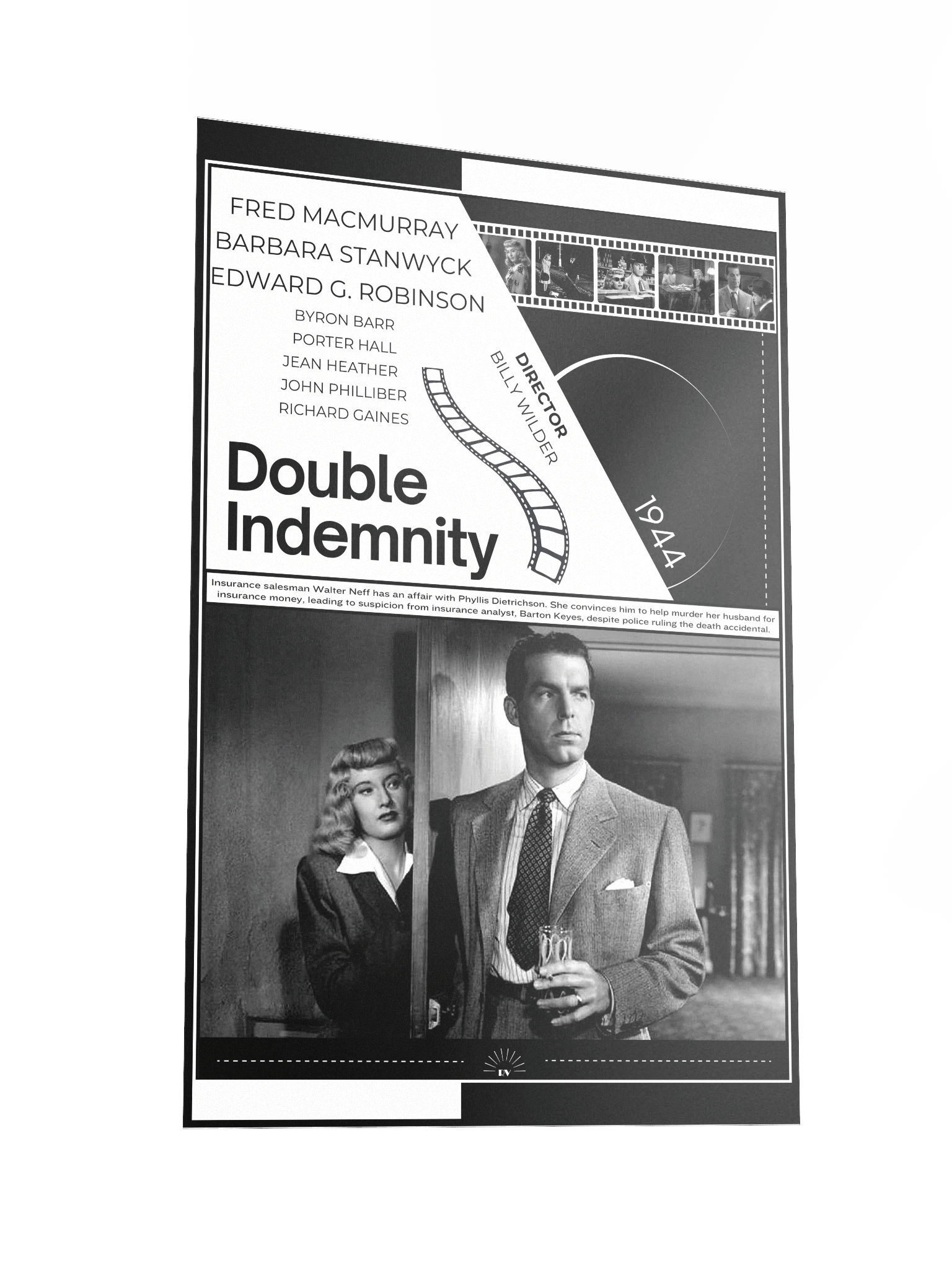 Double Indemnity with Barbara Stanwyck and Fred MacMurray 1944 | Movie Poster | 12x18 Wall Art product image (2)