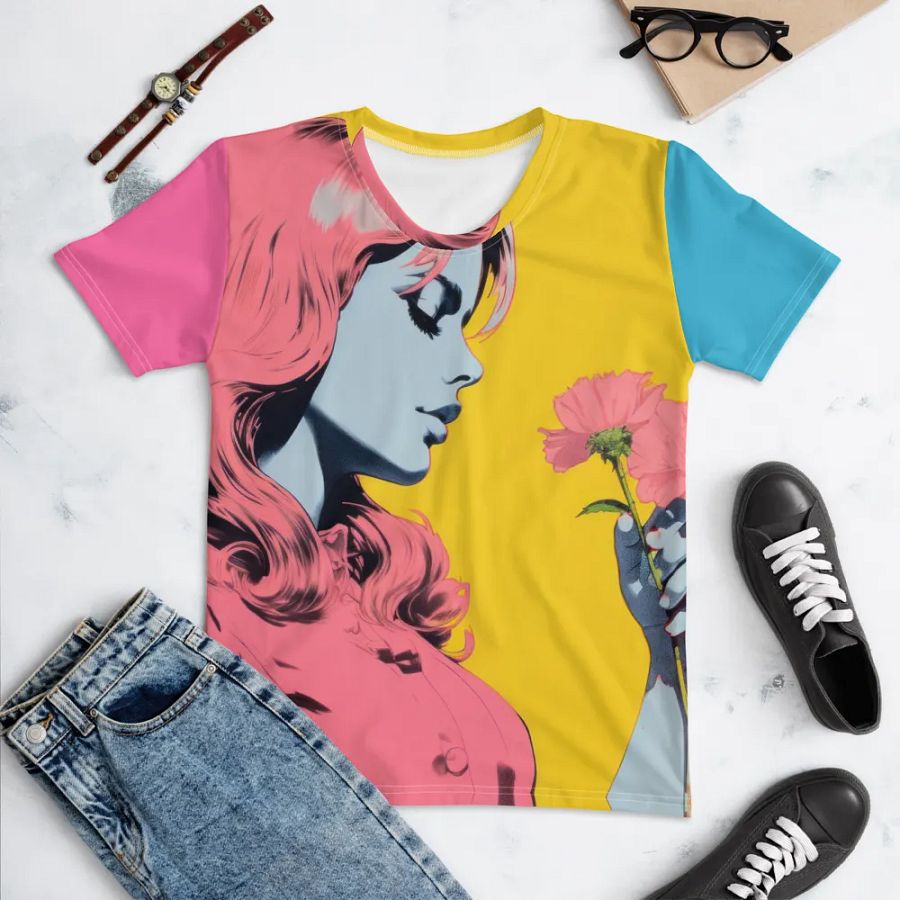 Pink Blooms Women's All-Over Print T-Shirt product image (2)