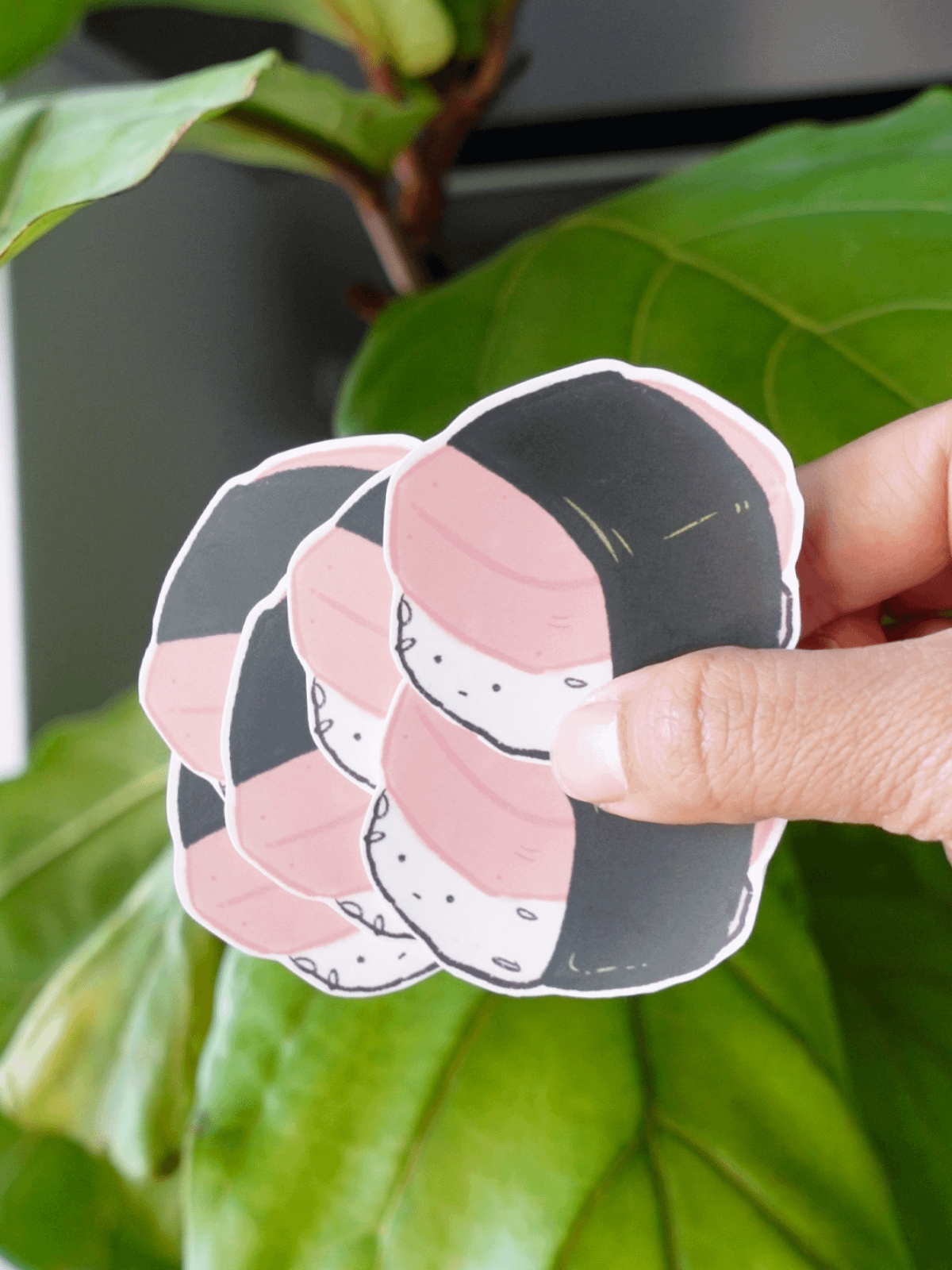 Spam Musubi with face small mouth Waterproof Vinyl sticker product image (2)