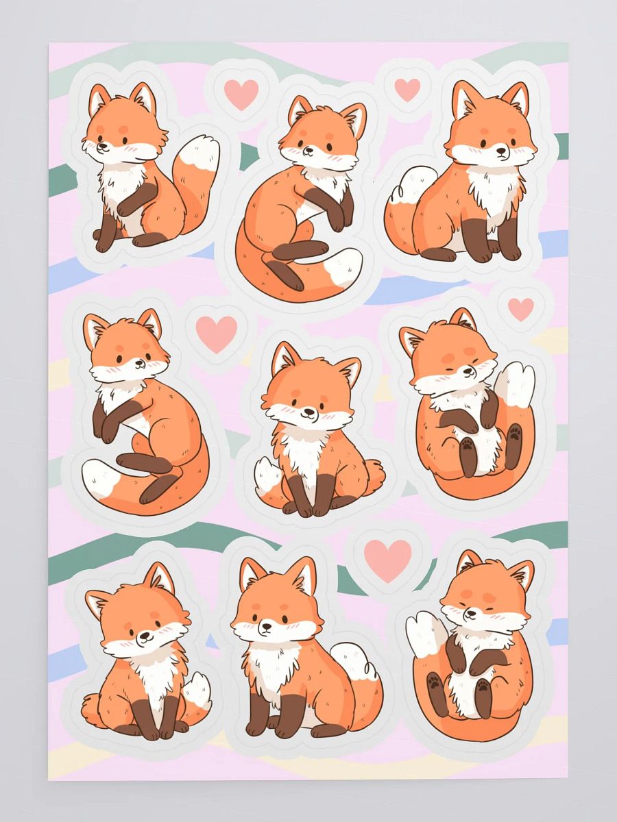 Whimsical Red Fox Kiss-Cut Sticker Sheet product image (4)