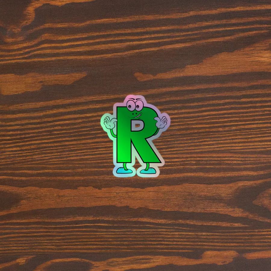 R Letter Cartoon Character Holographic Sticker product image (5)