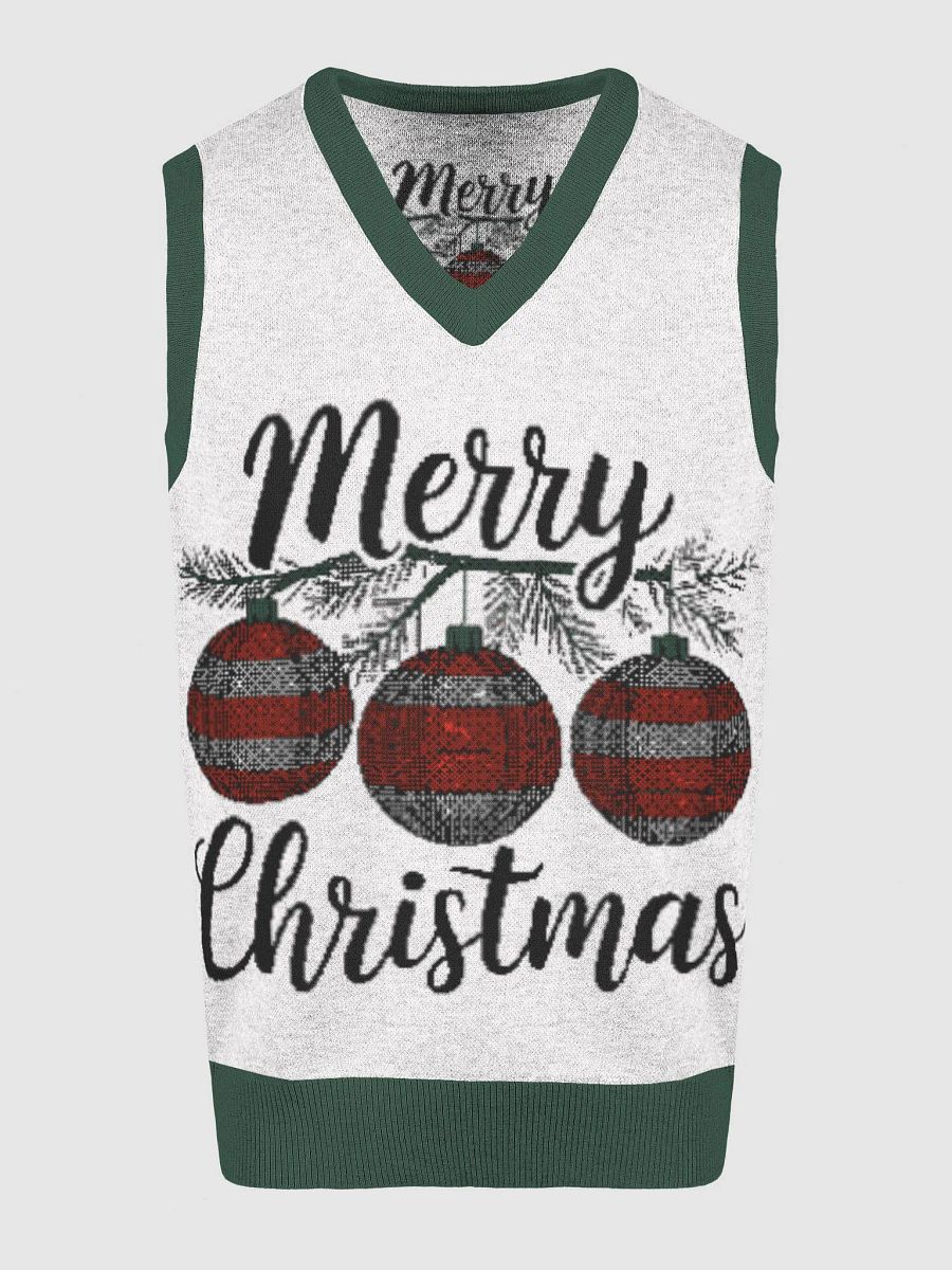 Simple Yet Expressive Merry Christmas Knitted V-Neck Vest product image (14)