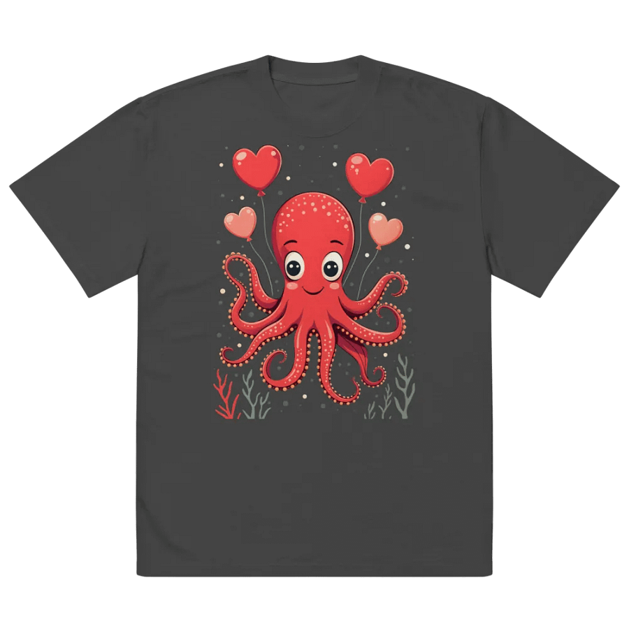 Octopus with Hearts Balloons Faded T-Shirt product image (5)
