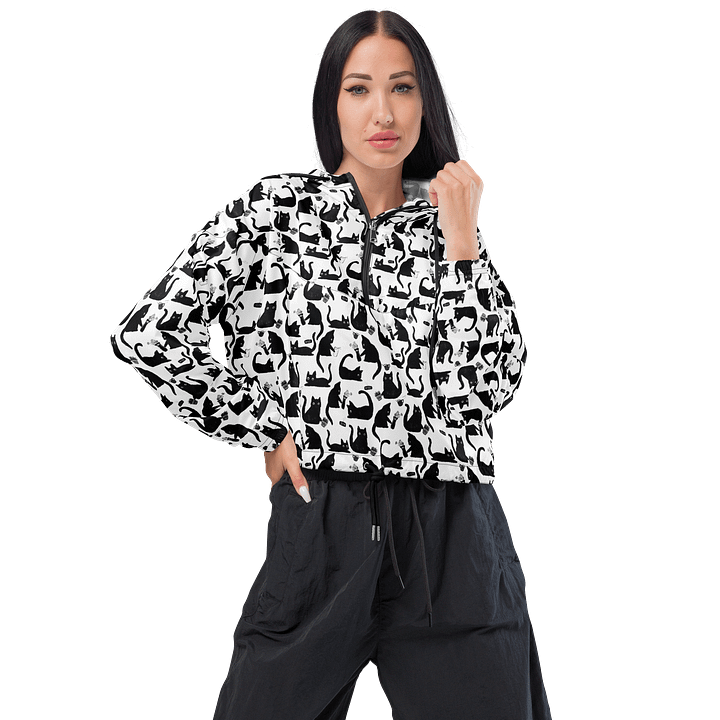 Bad Cats Patterned Windbreaker, Black product image (1)