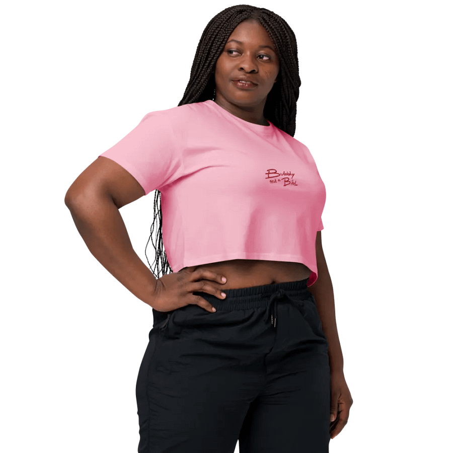 Bubbly and a B*tch (red) embroidered cotton crop top product image (10)