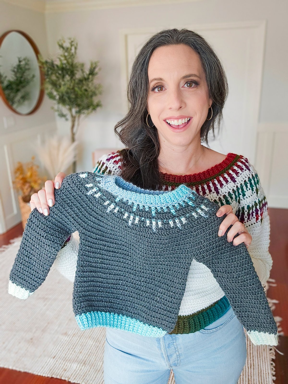 Mosaic Ridge Child Crochet Pullover Pattern product image (1)