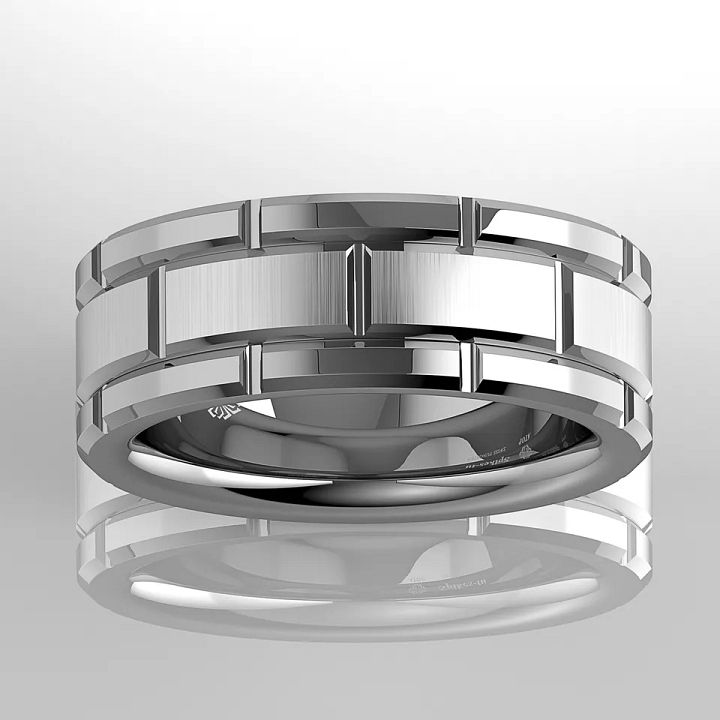 8mm Men's Tungsten Carbide Ring Silver Wedding Band Brick Pattern Size 6-13 ATOP product image (2)