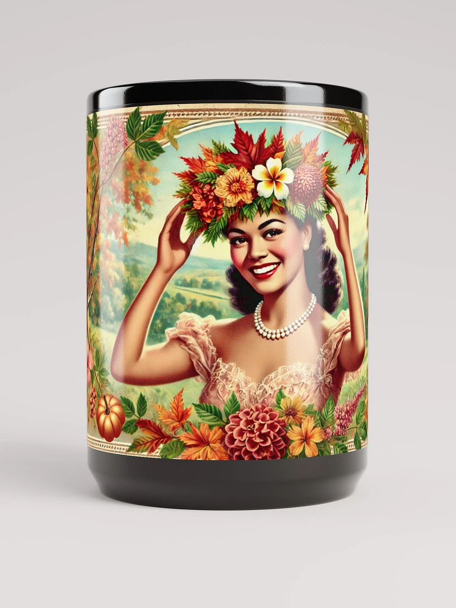 Autumn Floral Elegance Coffee Cup- 15 oz Glossy Black Mug product image (1)