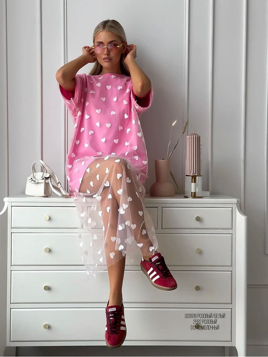 Heart Mesh Patchwork Tshirt product image (7)