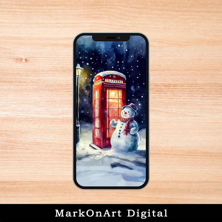 British Telephone Box on A Winter Night For Mobile Phone Wallpaper or Lock Screen | High Res for iPhone or Android Cellphones product image (1)