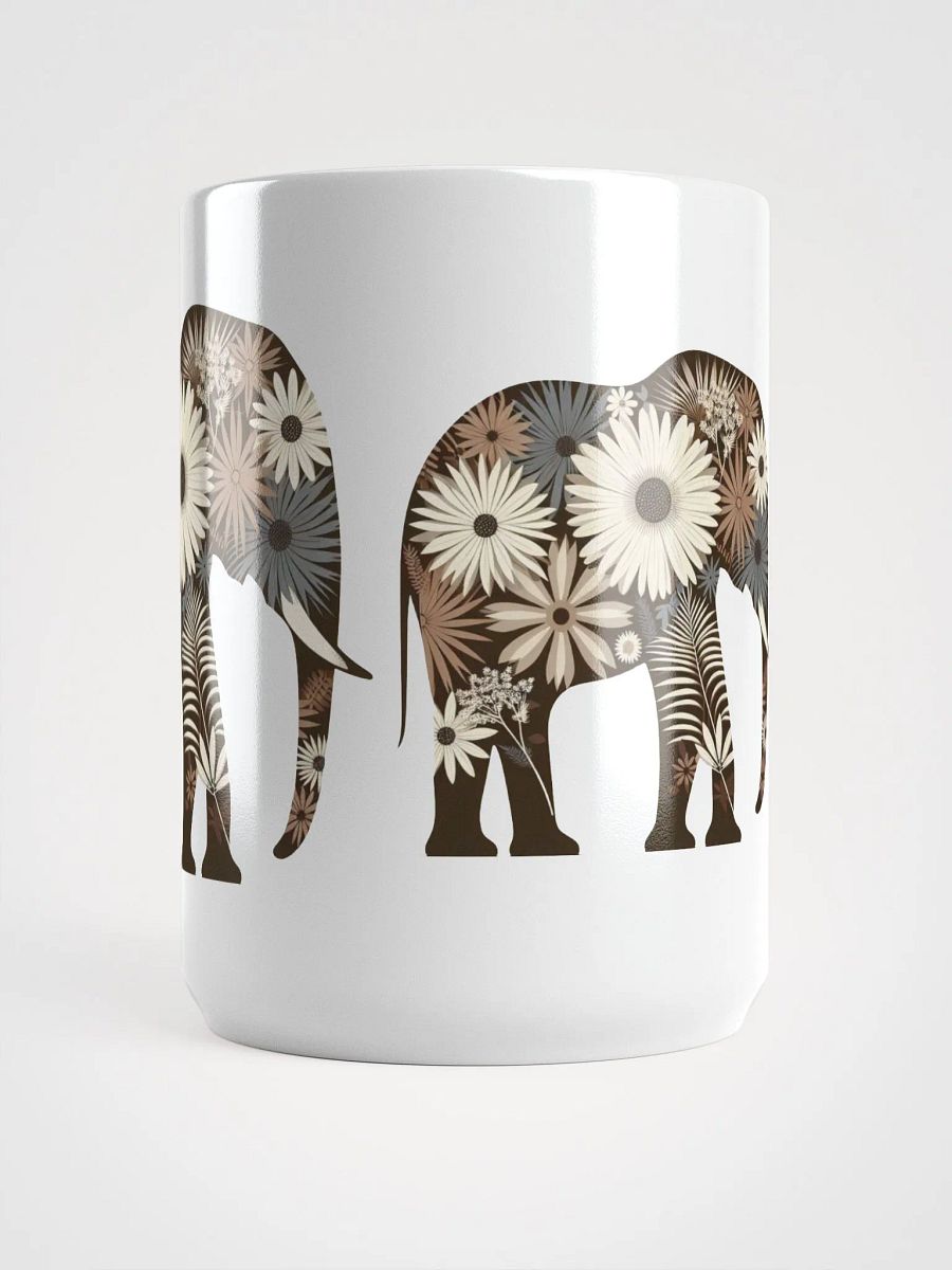 Floral Elephant White Glossy Mug product image (2)