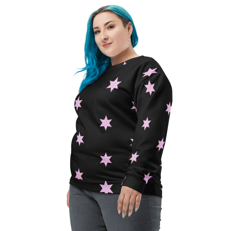 Abstract Repeating Pink Stars Unisex All Over Print Sweatshirt product image (1)