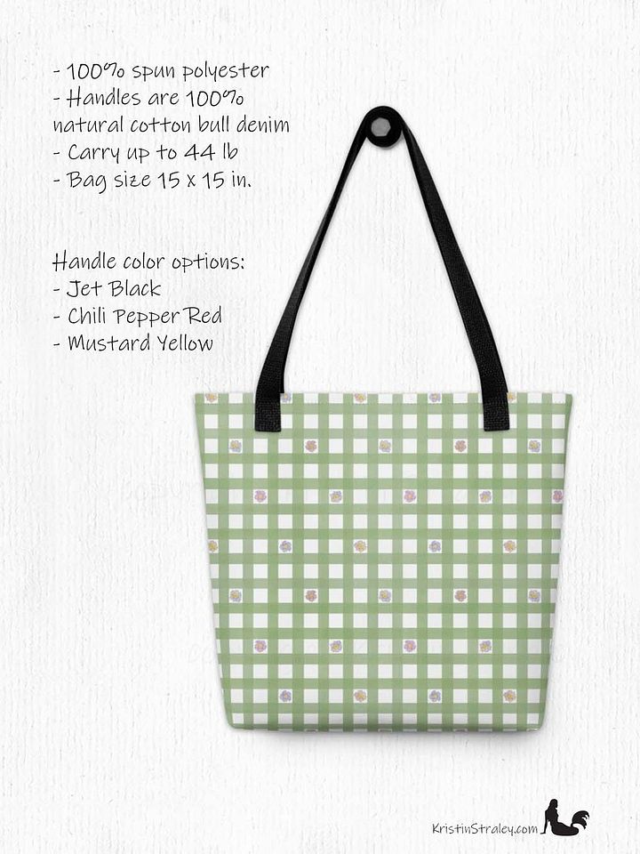 Gingham Blossoms - Small Flowers in Green Gingham Tote Bag product image (2)