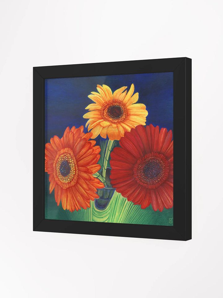 Vibrant Matte Poster in Ayous Wood Frame - 3 Bright Gerberas product image (25)