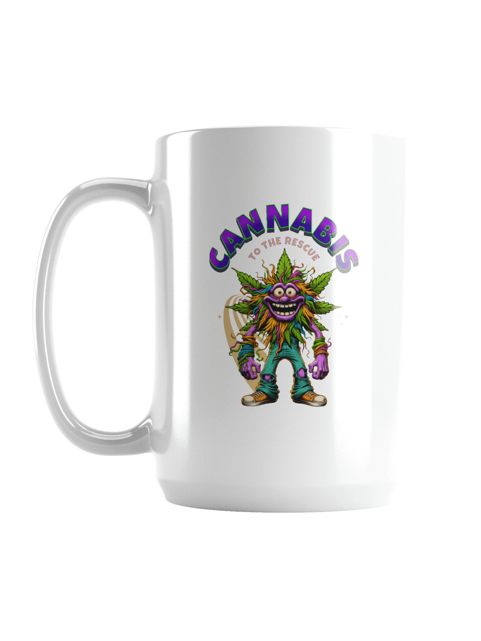 Cannabis to the Rescue! Coffee Mug (White Glossy Ceramic) product image (1)