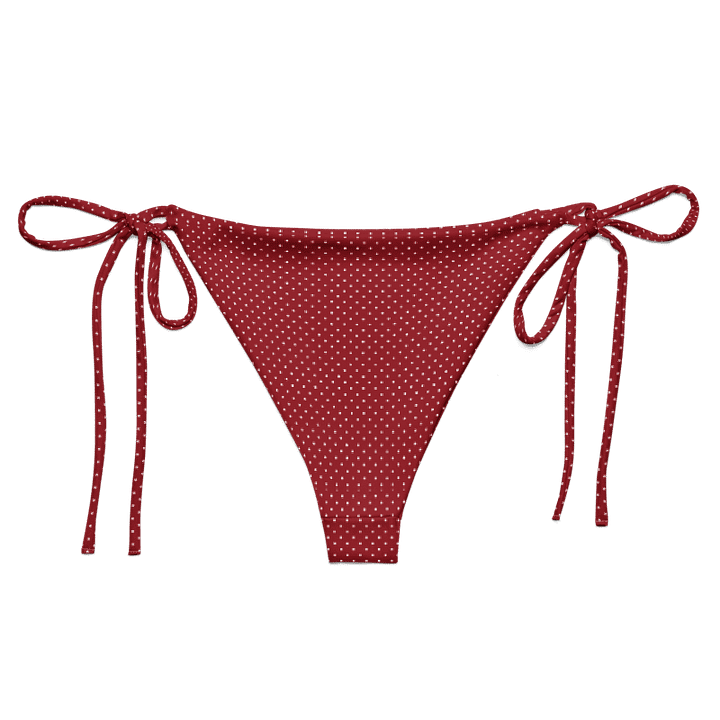 Low Rise Cheeky String Bikini Bottoms, Cherry Red Polka Dot product image (2)