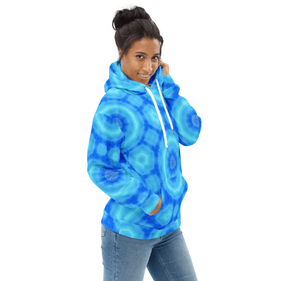 Abstract Circular Pattern in Blues Unisex All Over Print Hoodie product image (5)