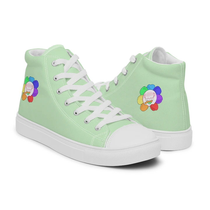 Pastel Green and White Flower Sneakers product image (1)