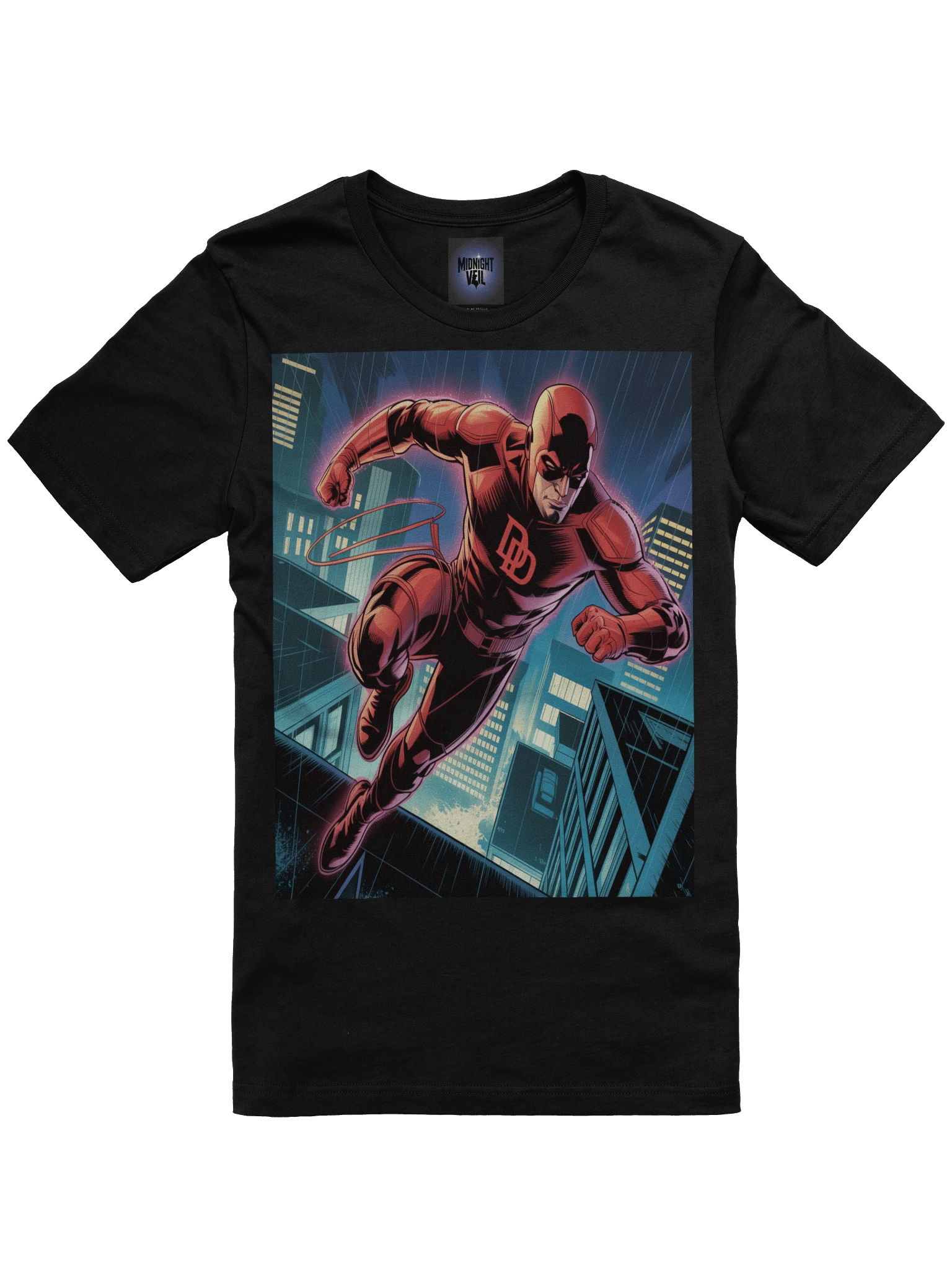 Neon Abyss: Daredevil Rooftop Eclipse T-Shirt product image (3)