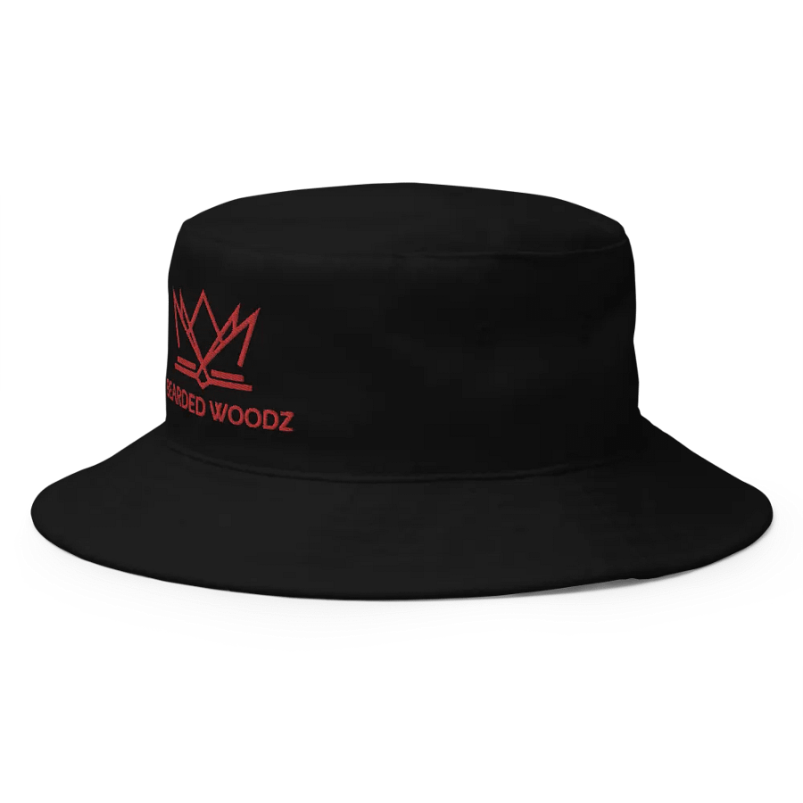 Bearded Woodz Black Bucket Hat (Red Embroidery) product image (2)