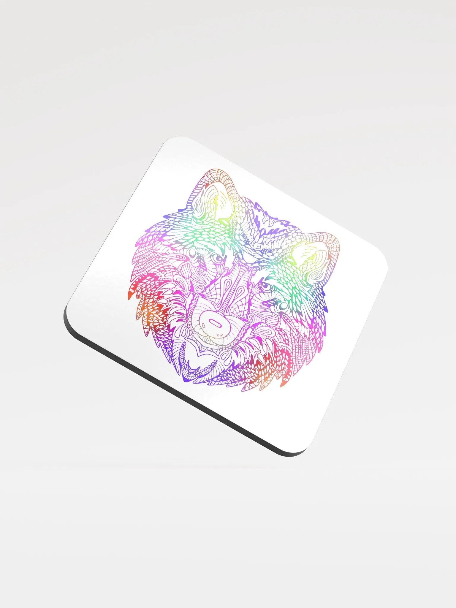 Psychedelic Wolf Glossed Cork Coaster product image (1)